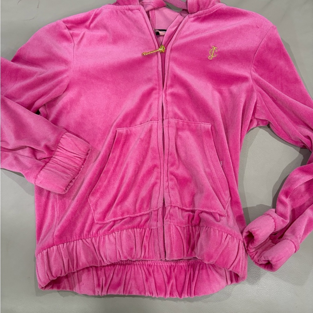 Juicy Couture Hot Pink Velour Zip Hoodie